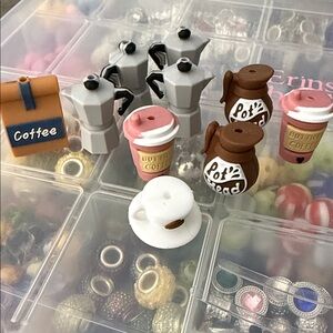 Miniature Pink Coffee Cup Themed Silicone Beads Set - Craft Supplies Bead